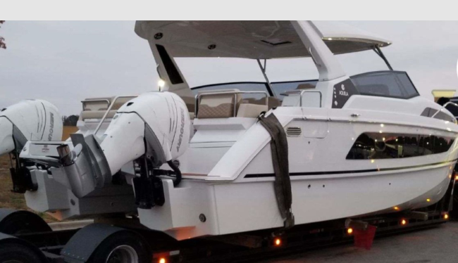 A boat being prepared for shipping