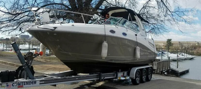 A boat on a trailer 