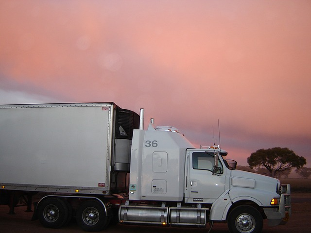 A truck moving on the highway 