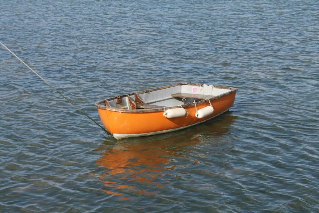brown and white boat on body of water during daytime