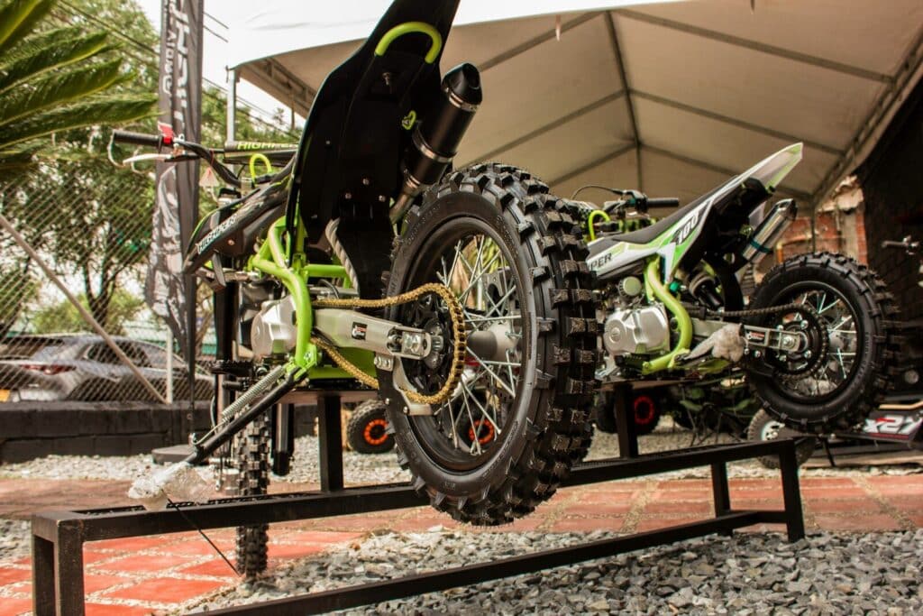 a green and black motorcycle